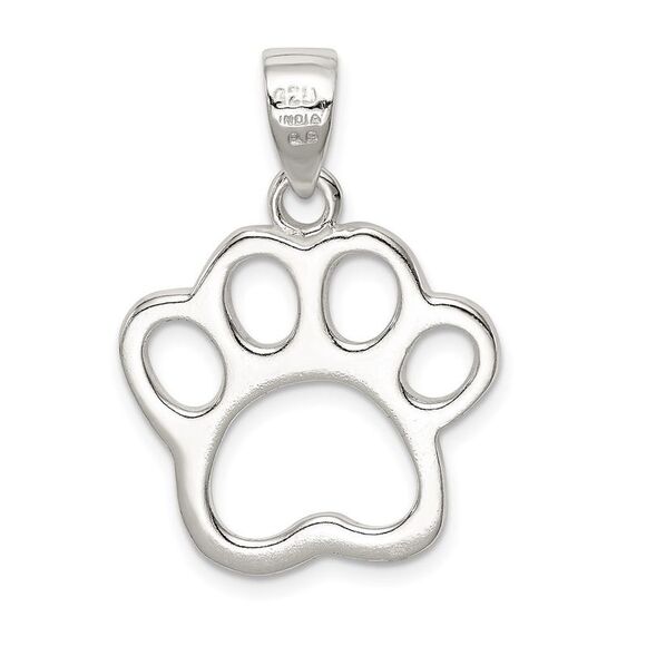 Sterling Silver 20mm Open Paw Print Pendant - Picture 3 of 5